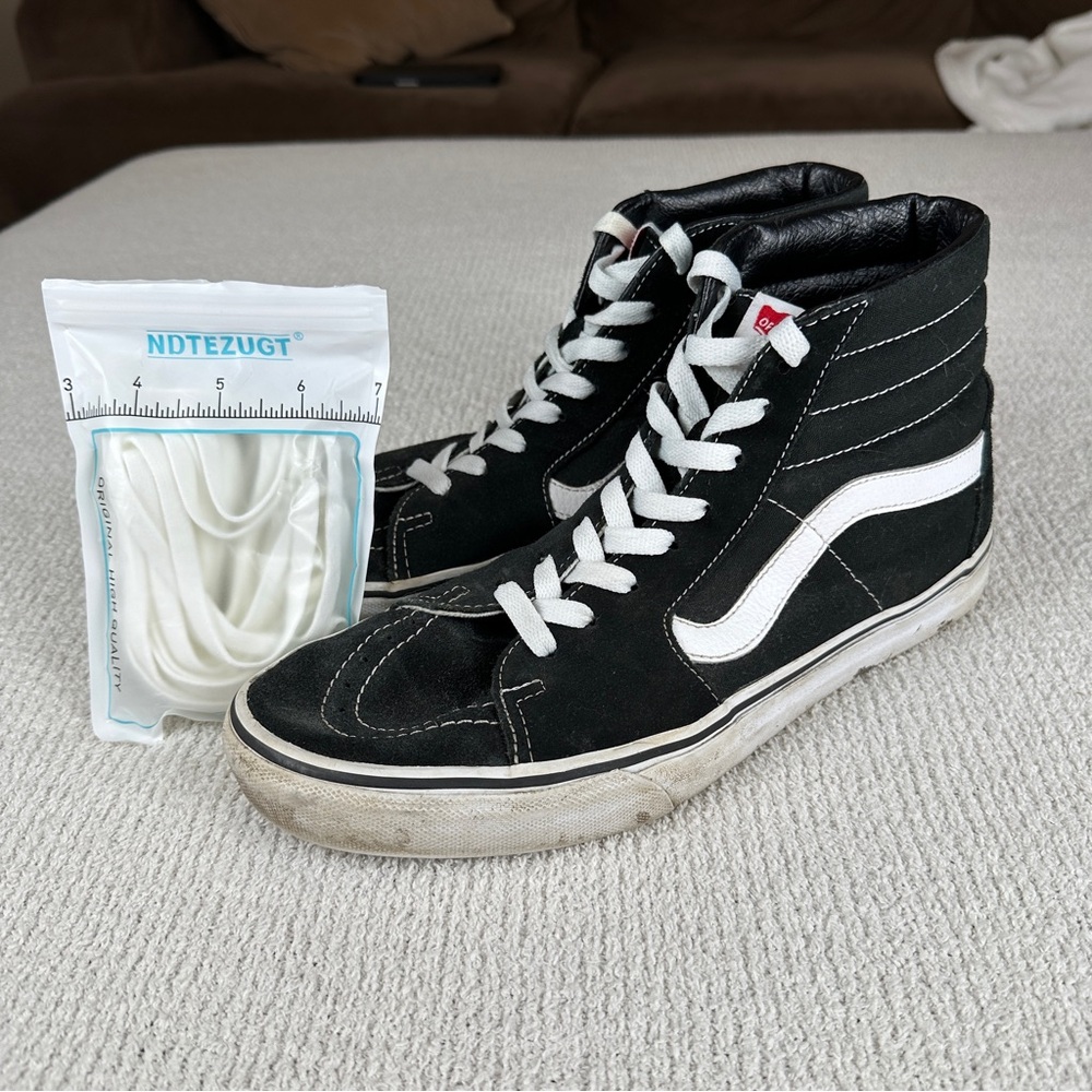 Vans Sk8 Hi Black and White High Top Skate Sneakers